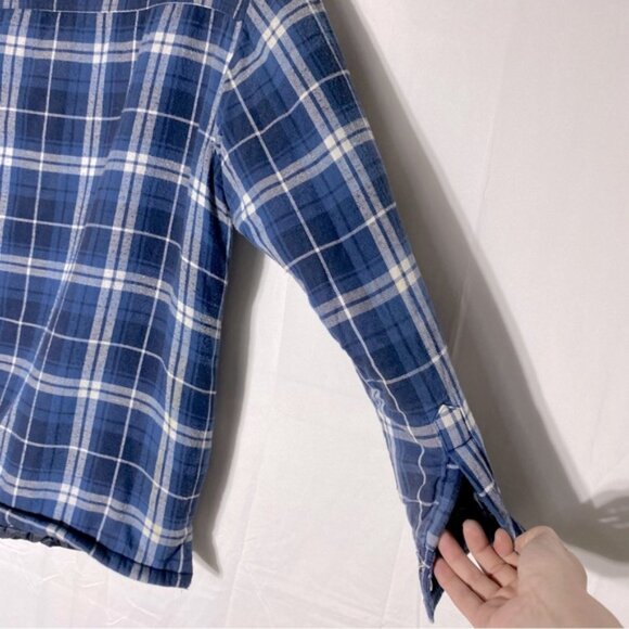 Forcefield Blue Plaid Snap Front Insulated Work Shirt Jacket Shacket M - Picture 14 of 16